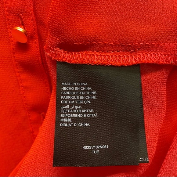 BEBE Red Chiffon Button Up V-neck Slit Sleeve Blouse XS - Picture 4 of 9